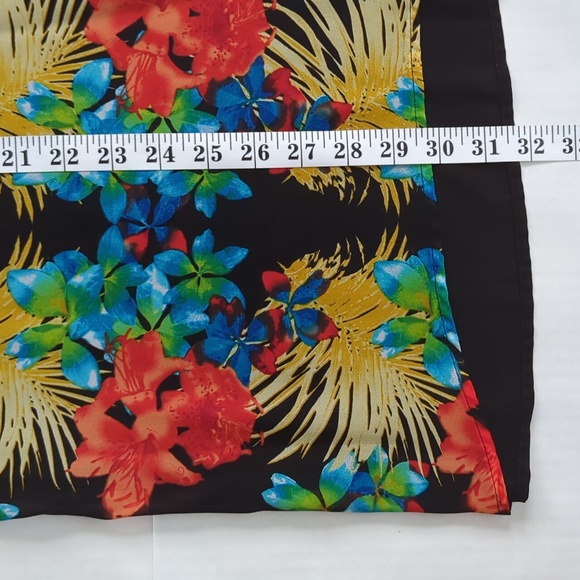 Roz & Ali Floral Sheer Button Down Tropical Blouse Woman 2X Black Blue - Picture 16 of 16